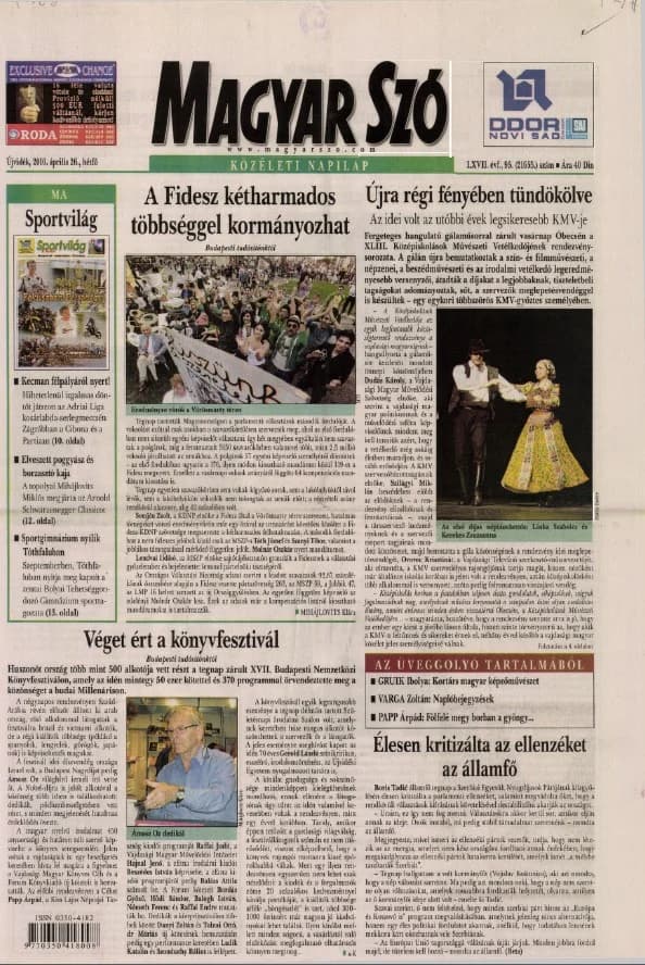 Magyar Szó, 67. évf. 2010. április 26. 95. sz. 1–16. oldal