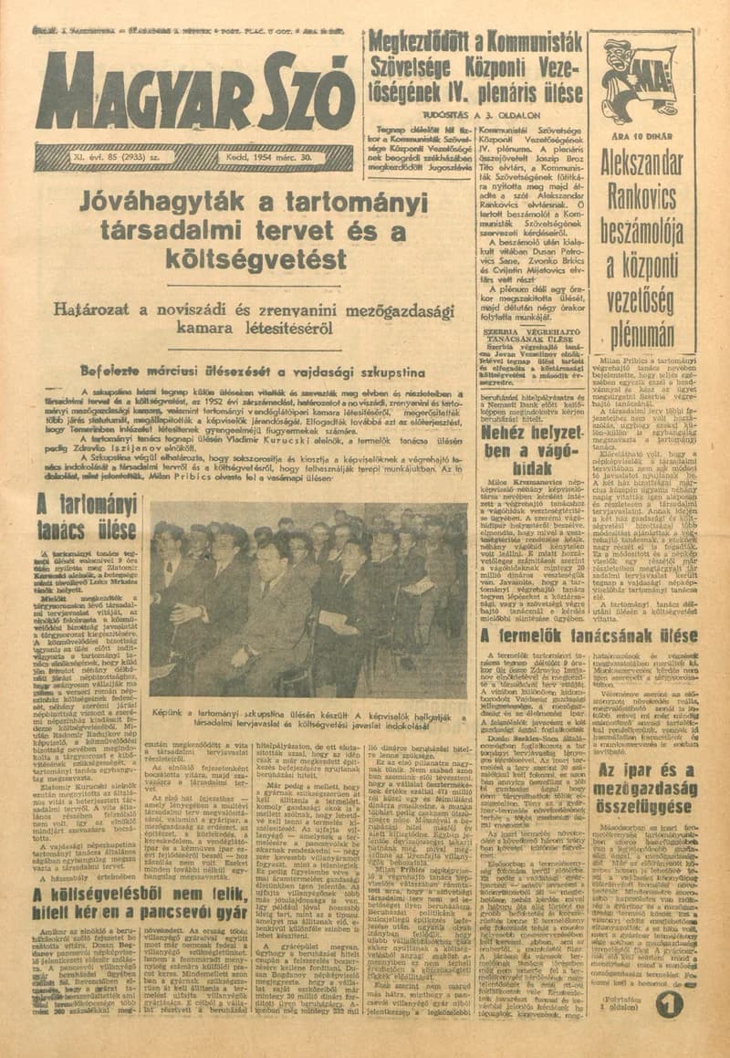 Magyar Szó, 11. évf. 1954. március 30. 85. sz. 1–10. oldal