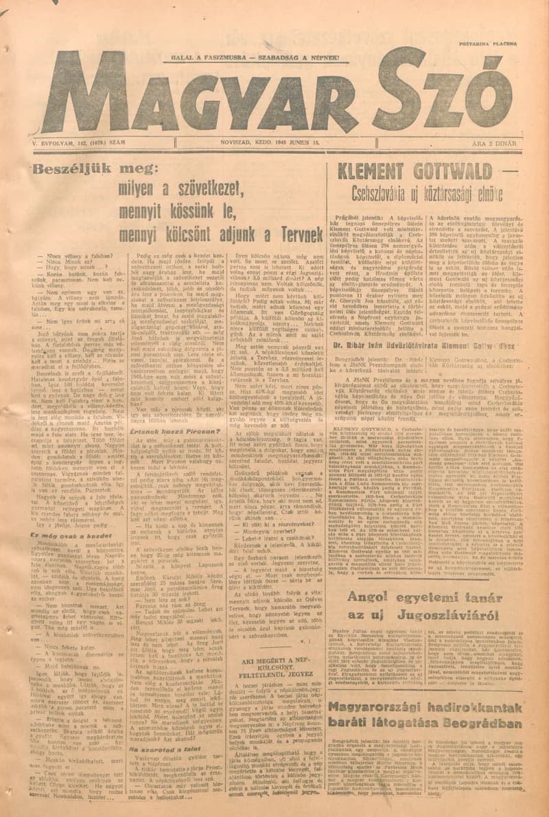 Magyar Szó, 5. évf. 1948. június 15. 142. sz. 1–4. oldal