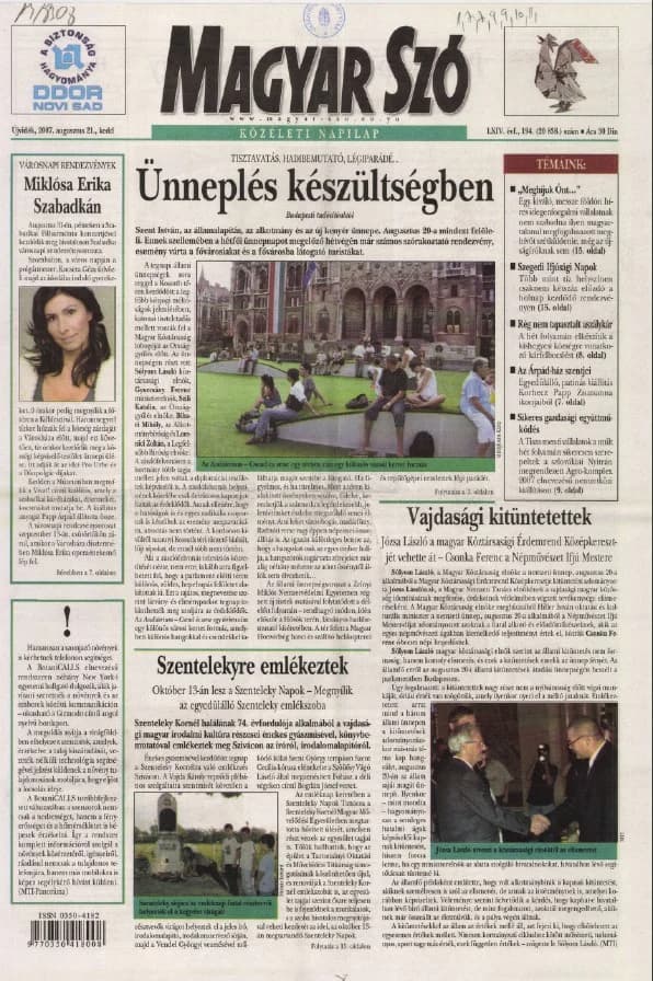 Magyar Szó, 64. évf. 2007. augusztus 21. 194. sz. 1–20. oldal