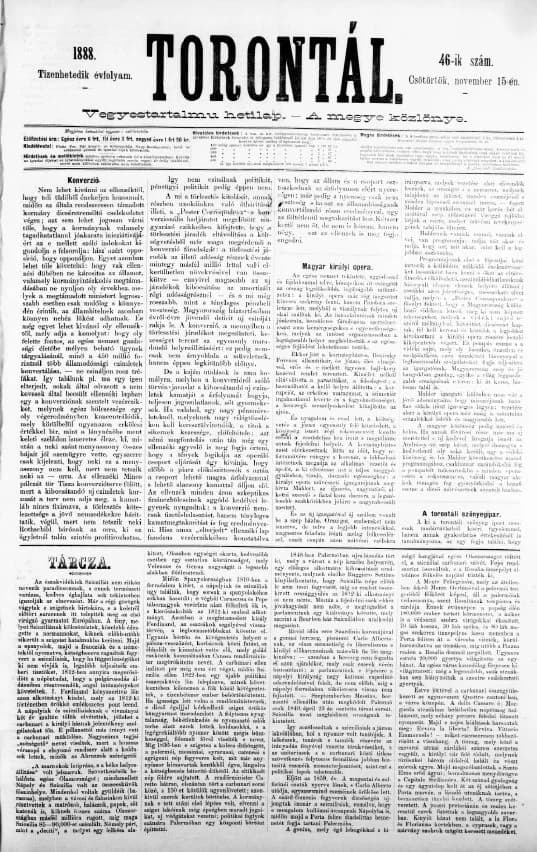 Torontál, 17. évf. 1888. november 15. 46. sz.