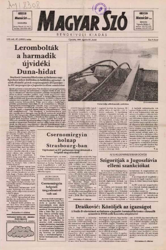 Magyar Szó, 56. évf. 1999. április 27. 87. sz. 1–8. oldal