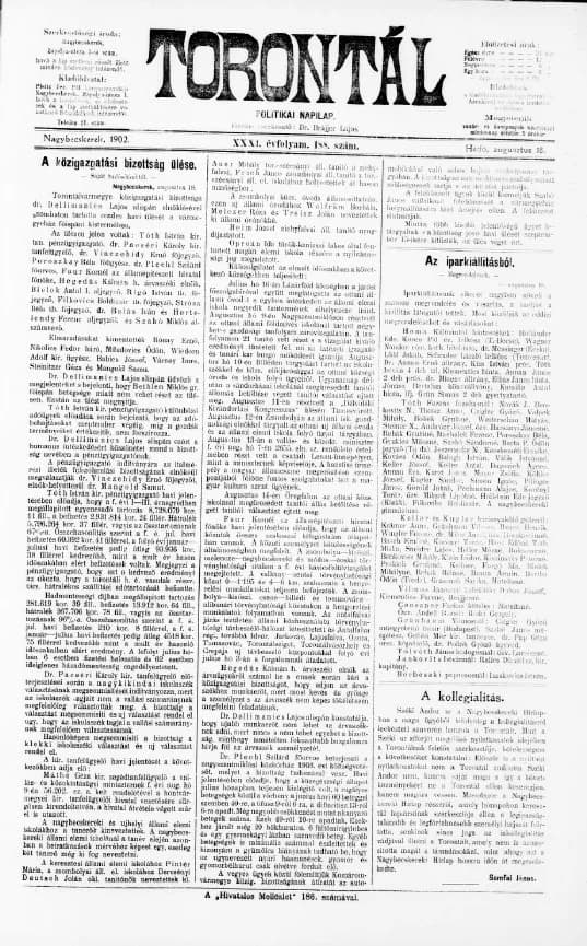Torontál, 31. évf. 1902. augusztus 18. 188. sz.