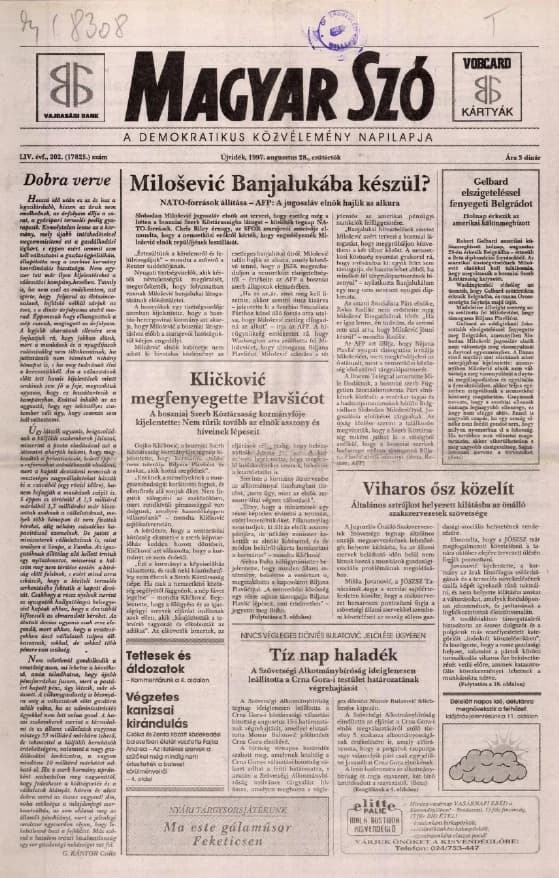 Magyar Szó, 54. évf. 1997. augusztus 28. 202. sz. 1–16. oldal