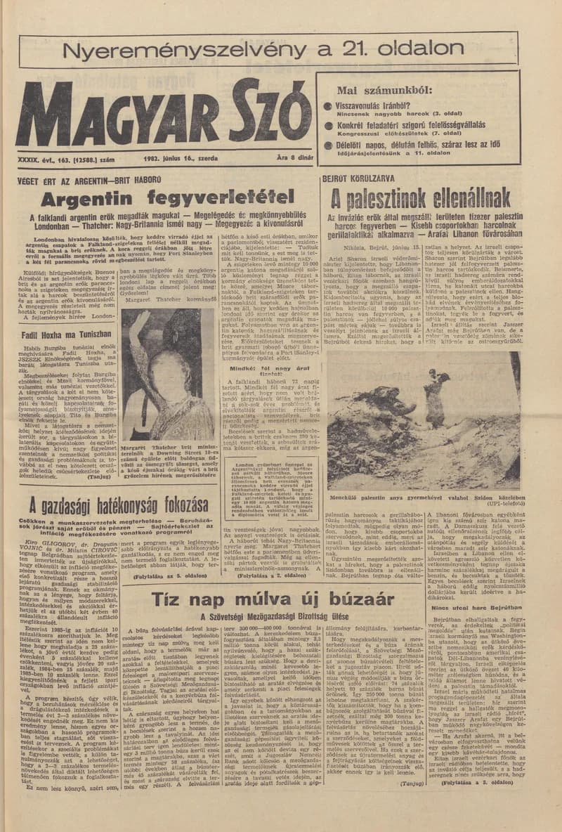 Magyar Szó, 39. évf. 1982. június 16. 163. sz. 1–24. oldal