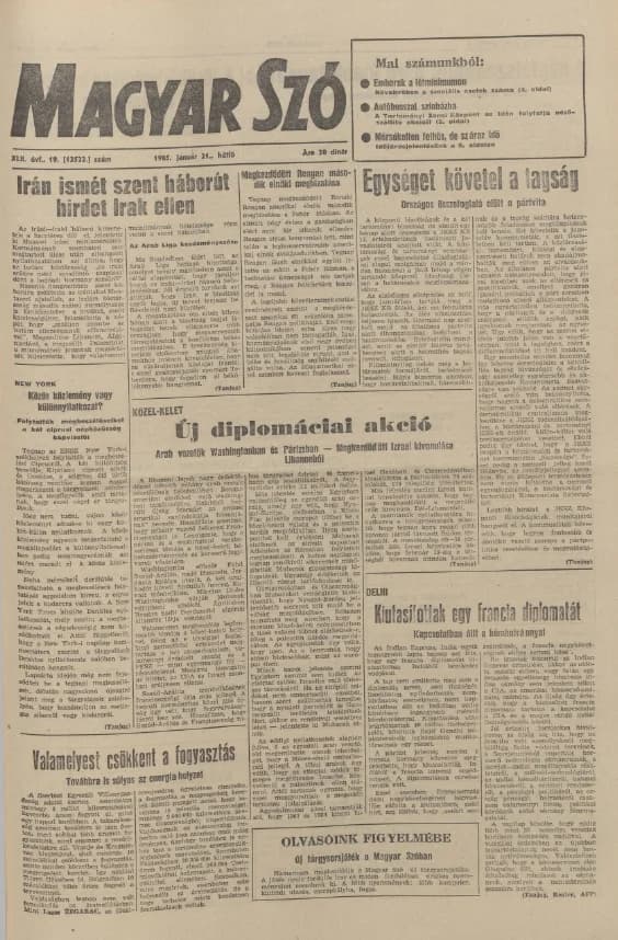 Magyar Szó, 42. évf. 1985. január 21. 19. sz. 1–16. oldal