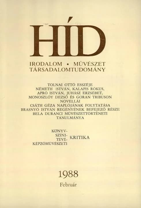 Híd, 52. évf. 1988. február. 2. sz. 145–288. oldal