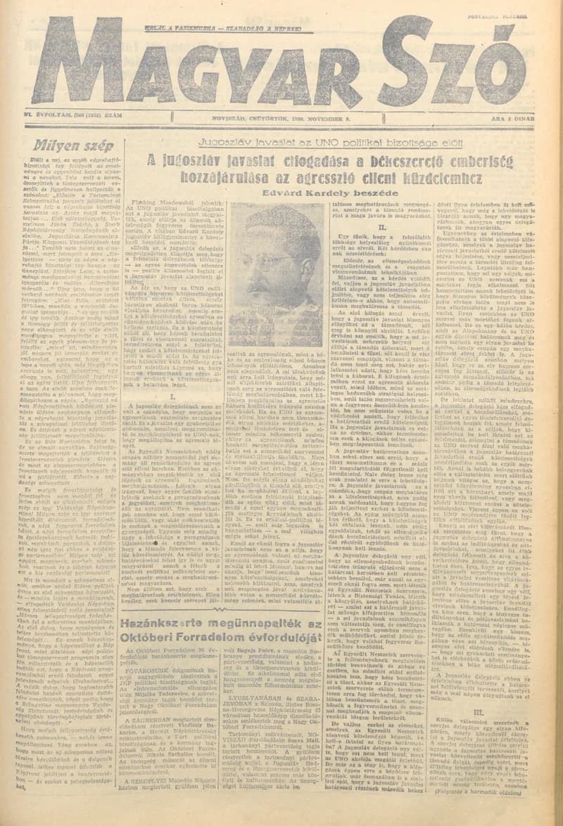 Magyar Szó, 7. évf. 1950. november 9. 266. sz. 1–4. oldal