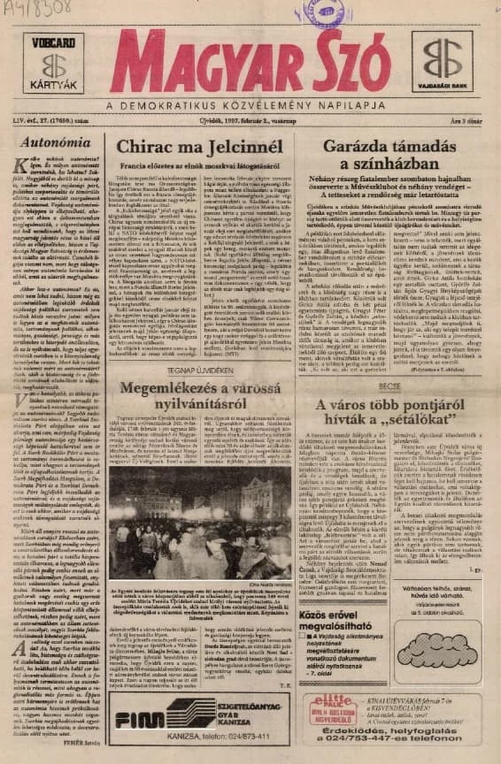 Magyar Szó, 54. évf. 1997. február 2. 27. sz. 1–24. oldal