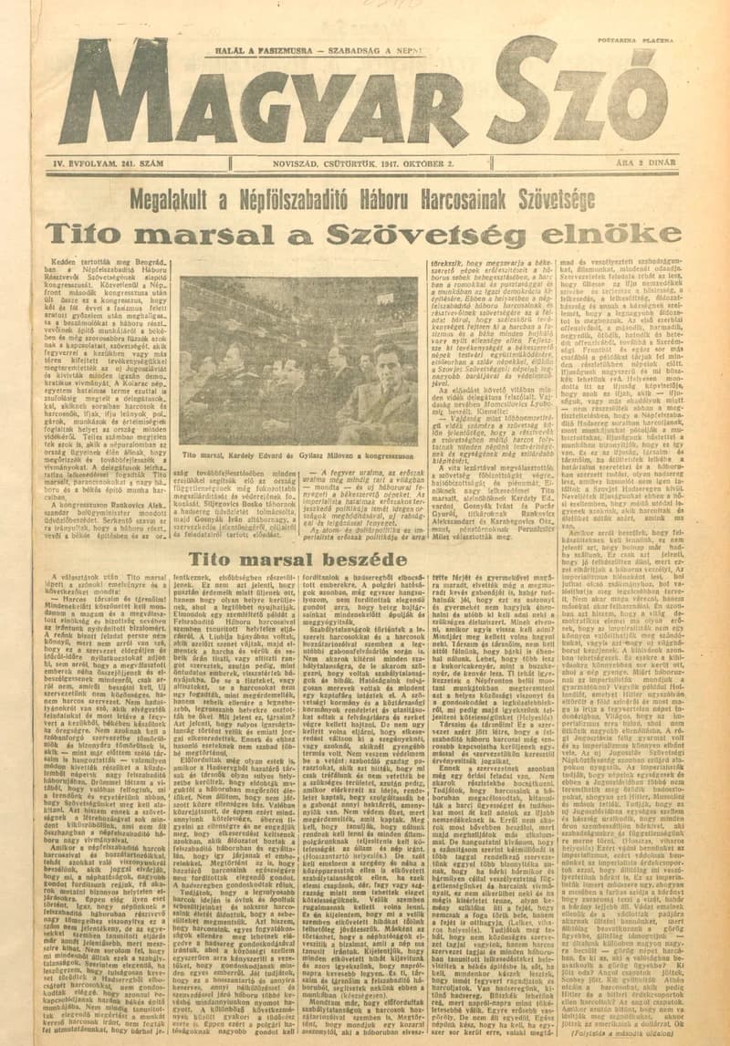 Magyar Szó, 4. évf. 1947. október 2. 241. sz. 1–8. oldal