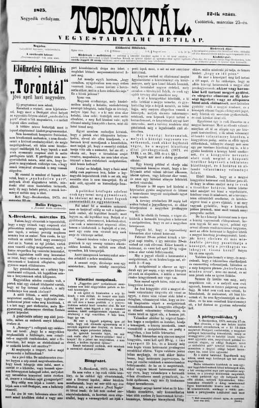 Torontál, 4. évf. 1875. március 25. 12. sz.