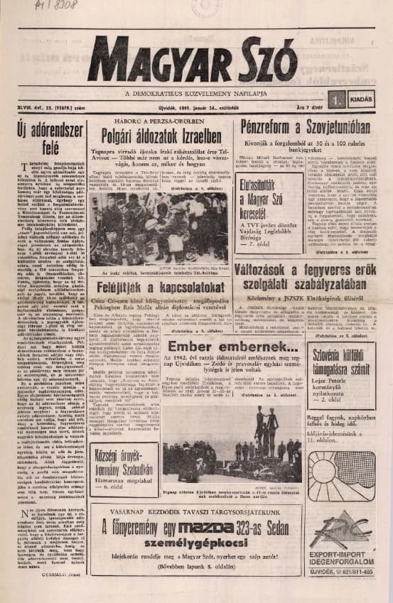 Magyar Szó, 48. évf. 1991. január 24. 22. sz. 1–16. oldal