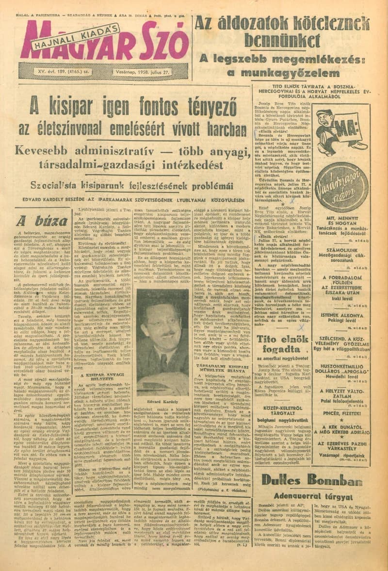 Magyar Szó, 15. évf. 1958. július 27. 189. sz. 1–22. oldal