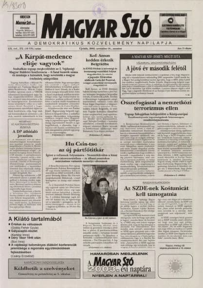 Magyar Szó, 59. évf. 2002. november 16. 272. sz. 1–16. oldal