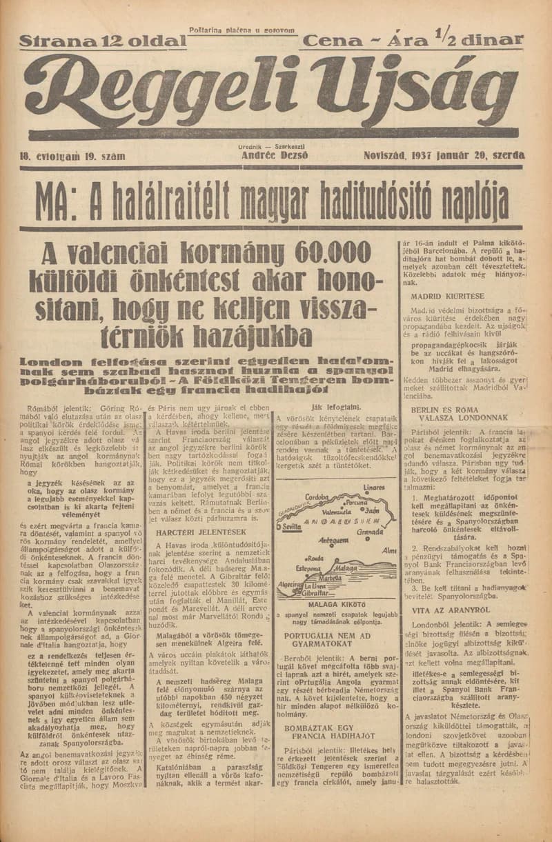 Reggeli Újság, 18. évf. 1937. január 20. 19. sz.