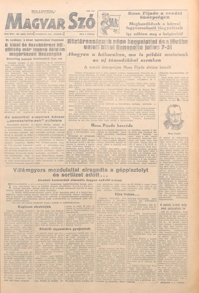 Magyar Szó, 8. évf. 1951. július 8. 160. sz. 1–4. oldal