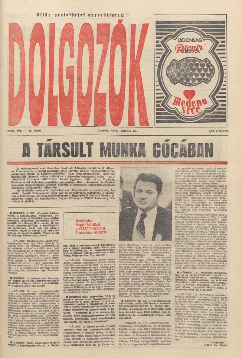 Dolgozók, 32. évf. 1978. október 26. 43. sz.