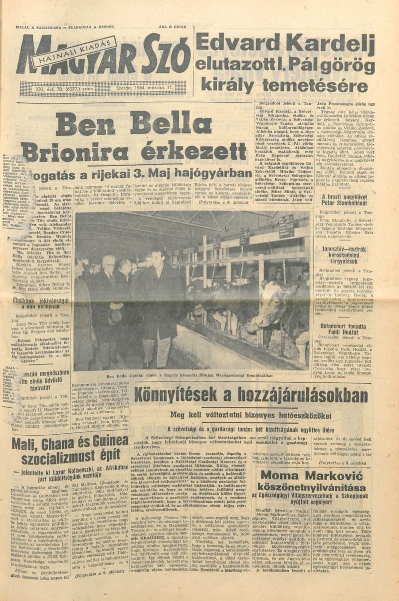 Magyar Szó, 21. évf. 1964. március 11. 70. sz. 1–16. oldal