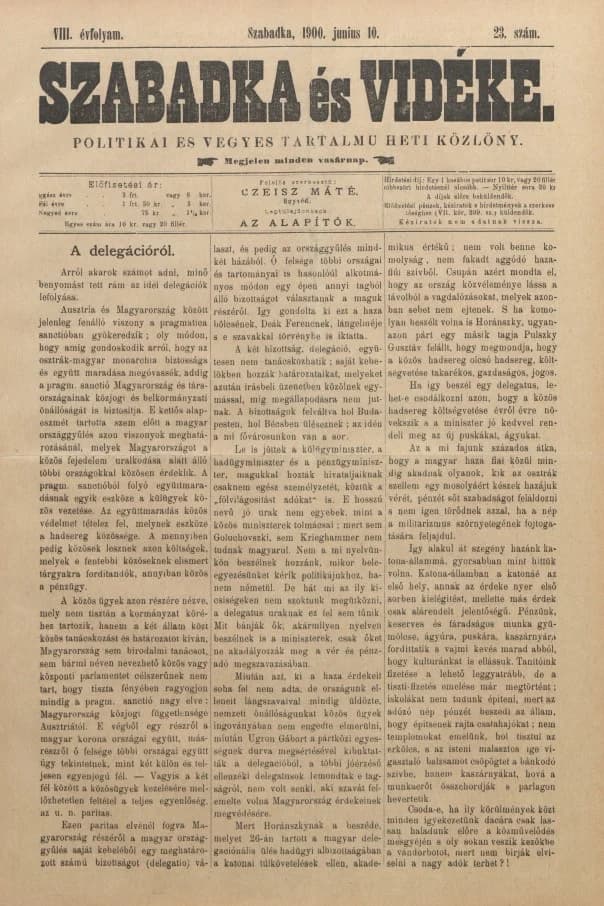 Szabadka és vidéke II, 8. évf. 1900. június 10. 23. sz.