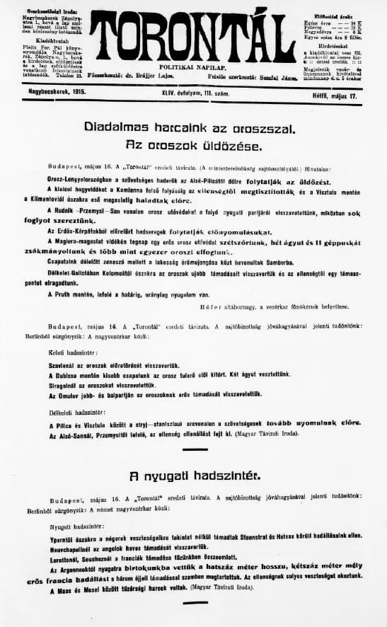 Torontál, 44. évf. 1915. május 17. 111. sz.