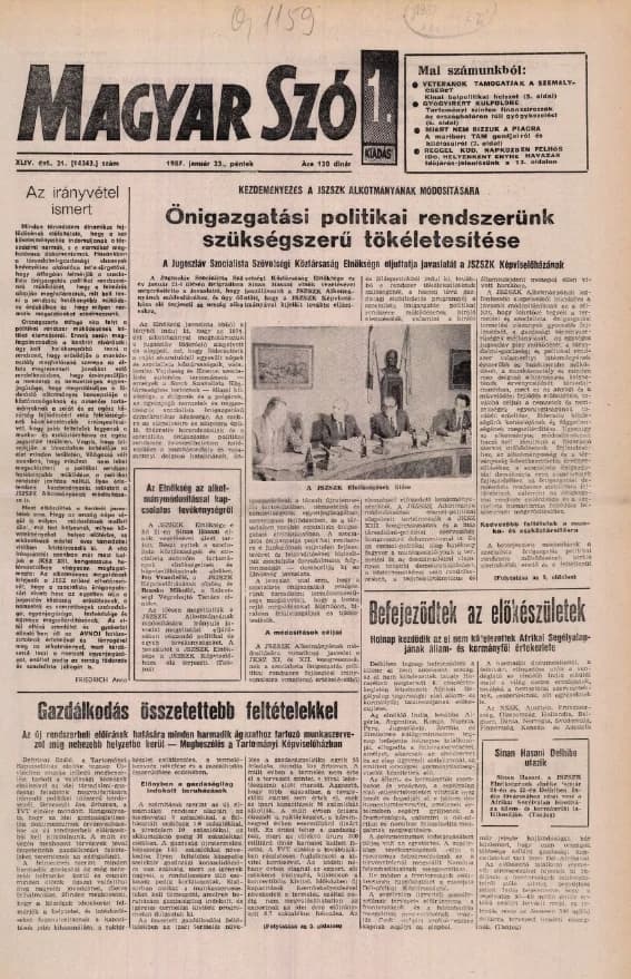 Magyar Szó, 44. évf. 1987. január 23. 21. sz. 1–24. oldal