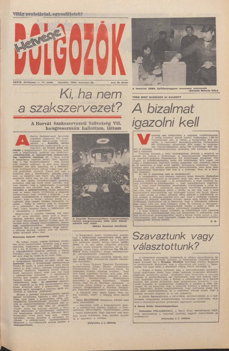 Dolgozók, 40. évf. 1986. március 20. 11. sz.