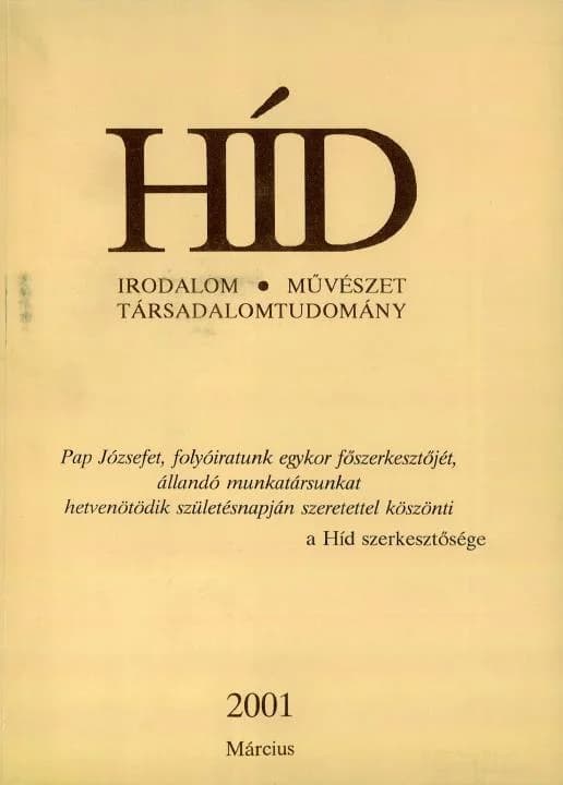 Híd, 65. évf. 2001. március. 3. sz. 177–296. oldal