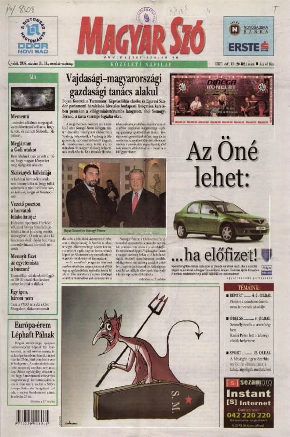Magyar Szó, 63. évf. 2006. március 18. – 19. 63. sz. 1–28. oldal