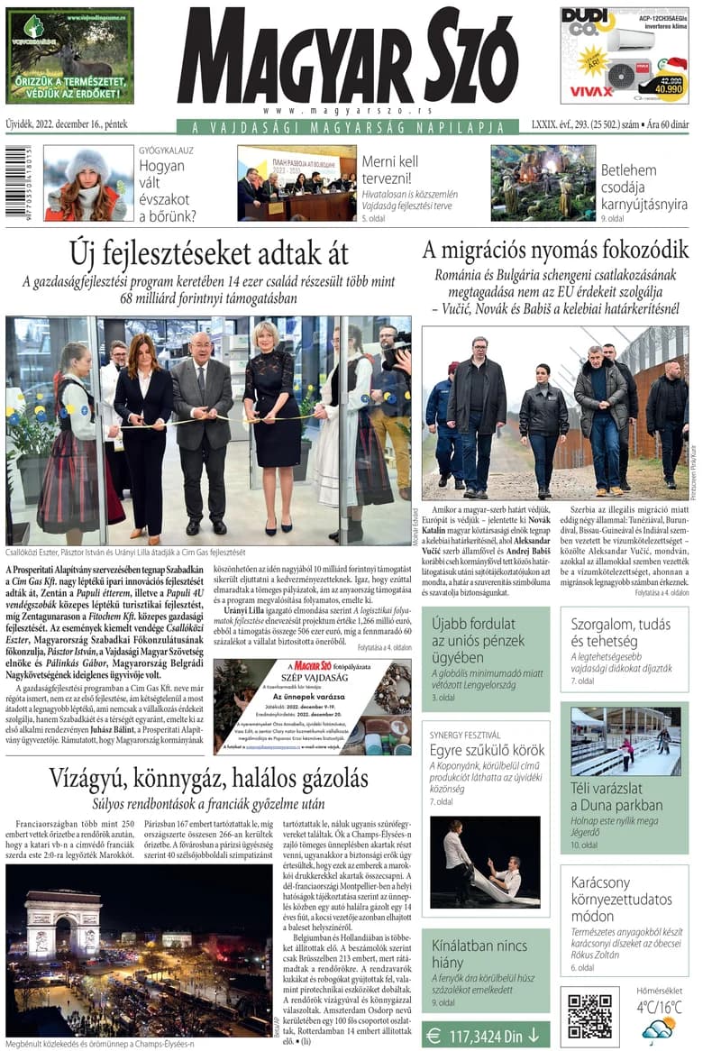 Magyar Szó, 79. évf. 2022. december 16. 293. sz. 1–16. oldal