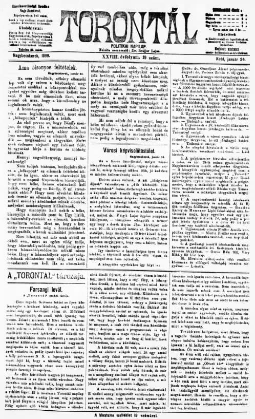 Torontál, 28. évf. 1899. január 24. 19. sz.