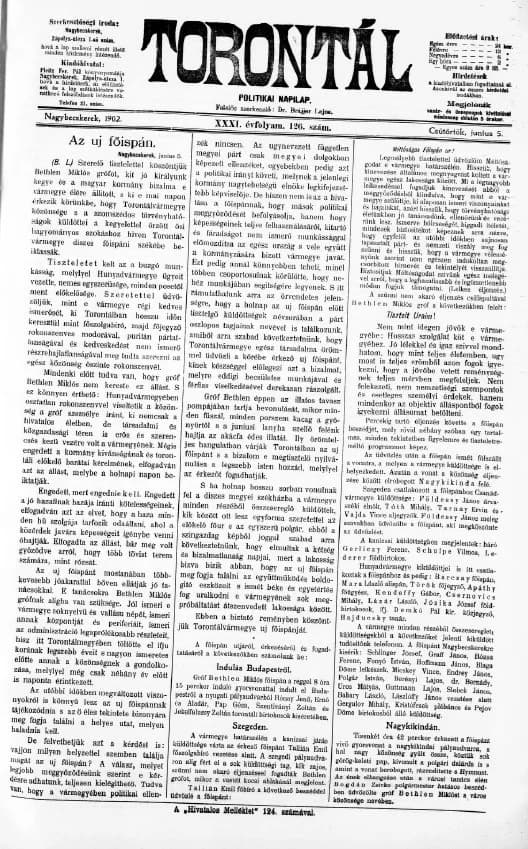 Torontál, 31. évf. 1902. június 5. 126. sz.