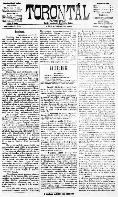 Torontál, 27. évf. 1898. szeptember 23. 216. sz.
