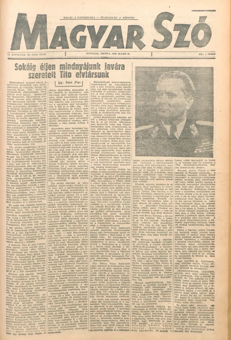 Magyar Szó, 6. évf. 1949. május 25. 122. sz. 1–4. oldal
