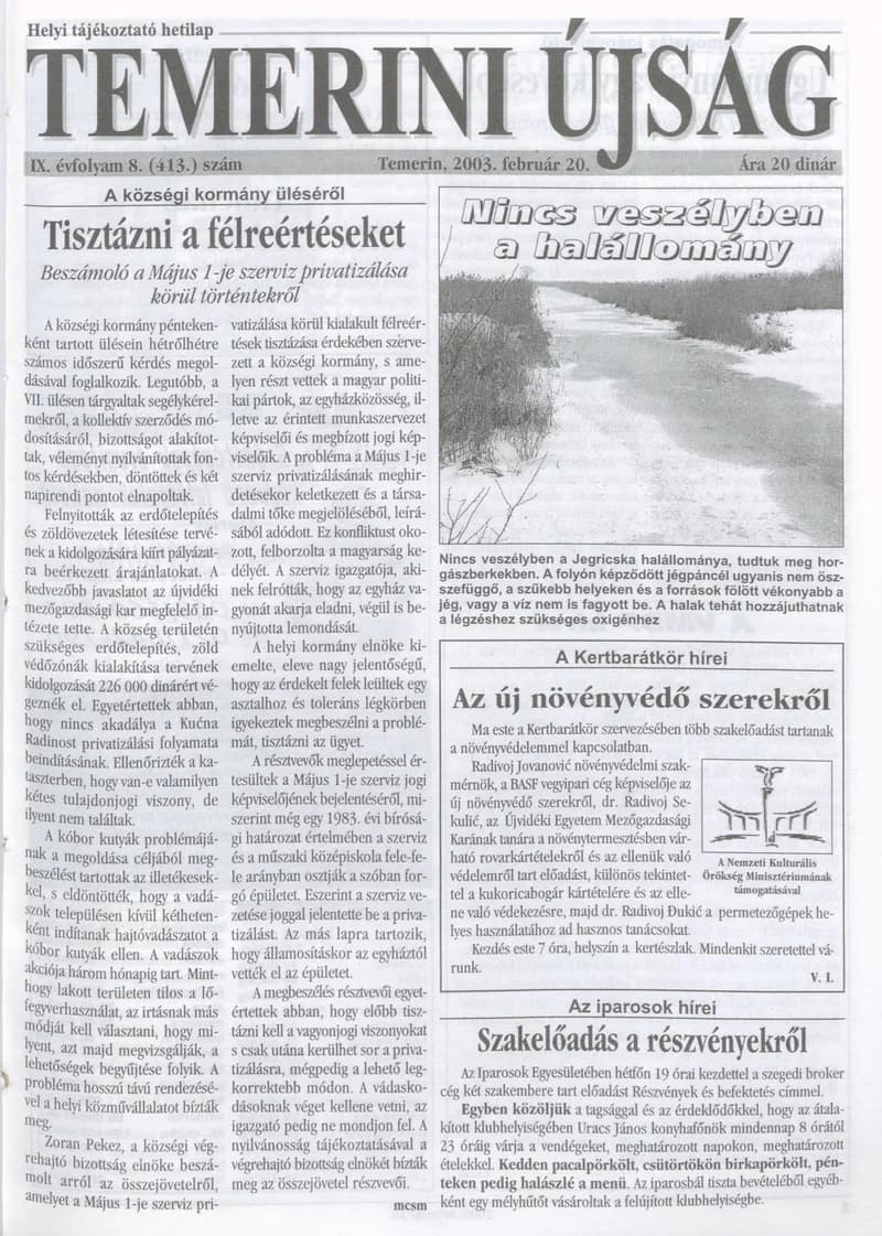 Temerini Újság, 9. évf. 2003. február 20. 8. sz.