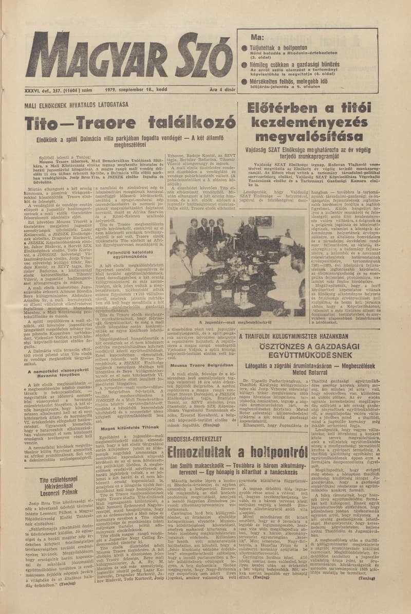 Magyar Szó, 36. évf. 1979. szeptember 18. 257. sz. 1–20. oldal