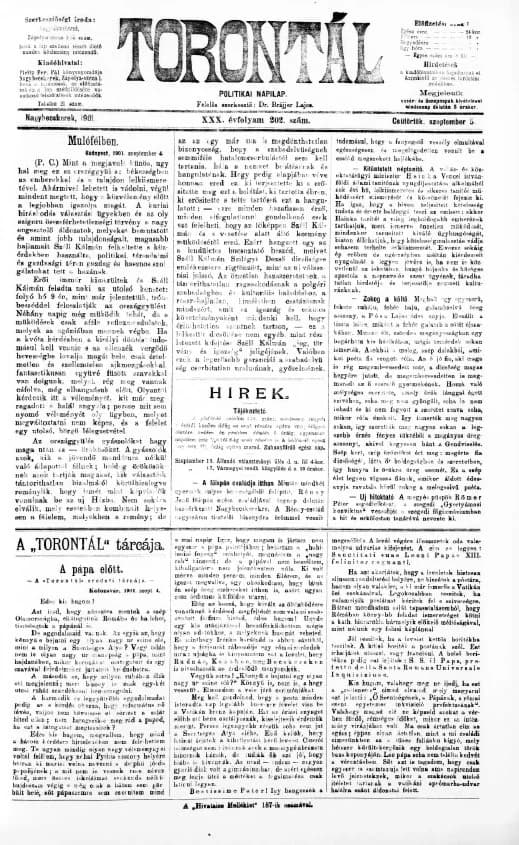 Torontál, 30. évf. 1901. szeptember 5. 202. sz.