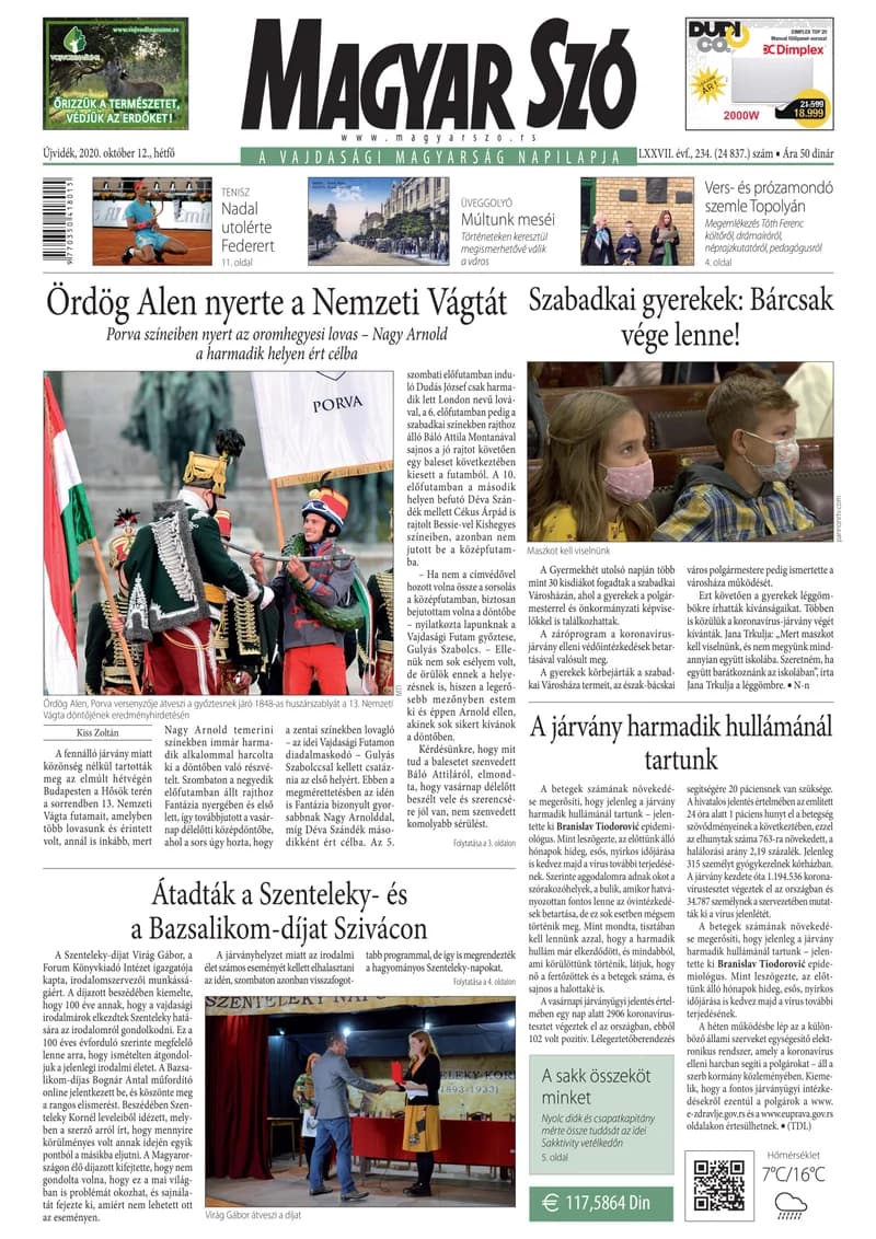 Magyar Szó, 77. évf. 2020. október 12. 234. sz. 1–16. oldal