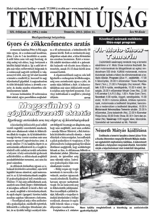 Temerini Újság, 19. évf. 2013. július 11. 28. sz.