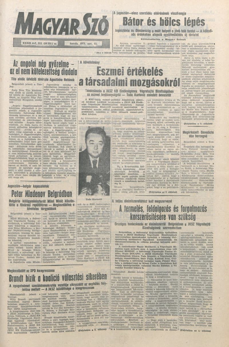 Magyar Szó, 32. évf. 1975. november 12. 312. sz.