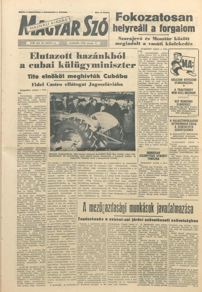 Magyar Szó, 17. évf. 1960. január 21. 16. sz. 1–20. oldal