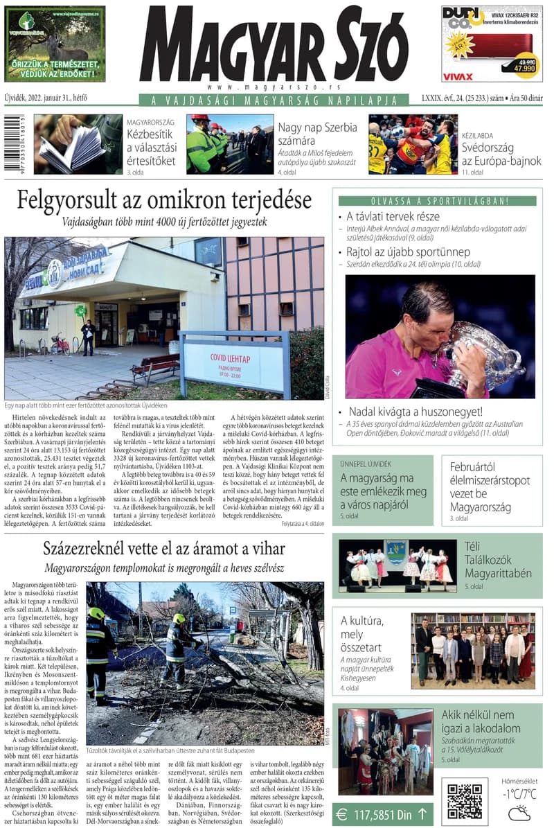 Magyar Szó, 79. évf. 2022. január 31. 24. sz. 1–16. oldal