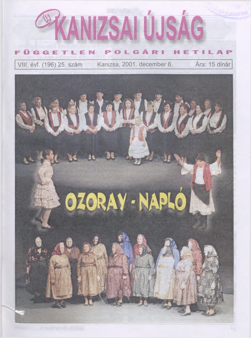 Új Kanizsai Újság, 8. évf. 2001. december 6. 25. sz.
