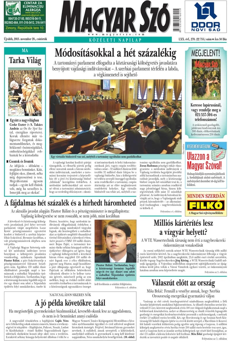 Magyar Szó, 70. évf. 2013. november 28. 278. sz. 1–20. oldal