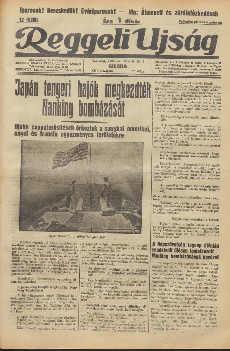 Reggeli Újság, 13. évf. 1932. február 3. 27. sz.