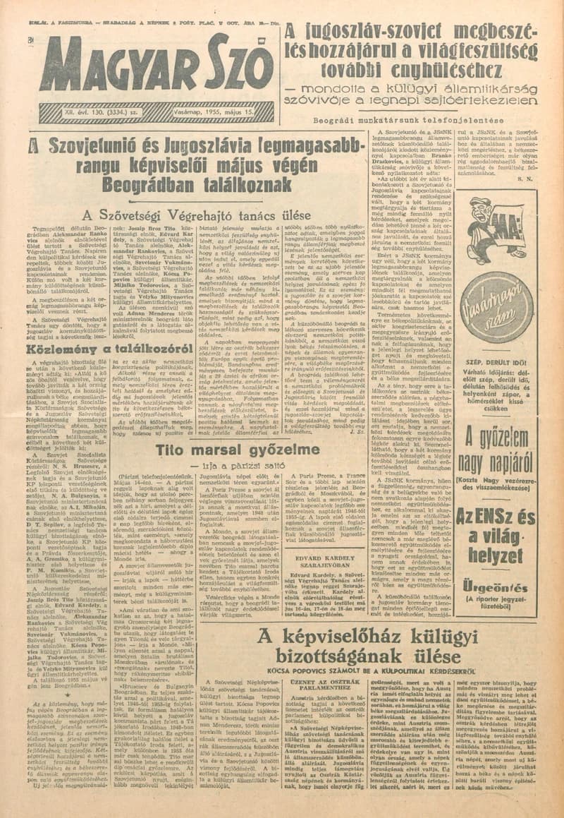 Magyar Szó, 12. évf. 1955. május 15. 130. sz. 1–12. oldal