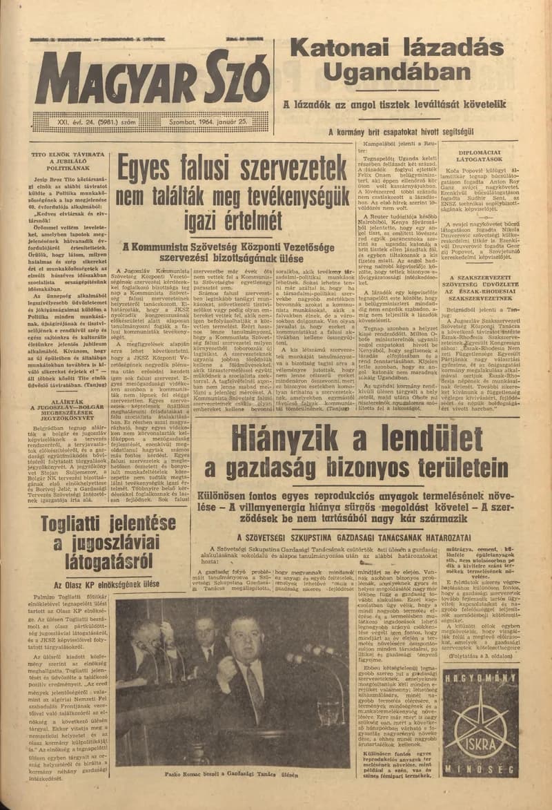 Magyar Szó, 21. évf. 1964. január 25. 24. sz. 1–12. oldal