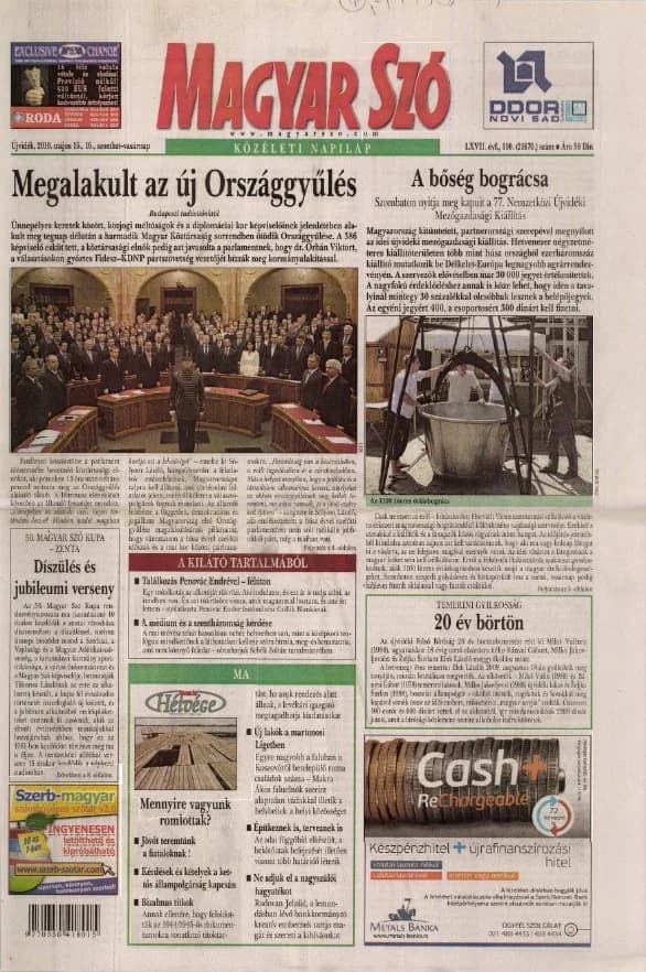 Magyar Szó, 67. évf. 2010. május 15. – 16. 110. sz. 1–52. oldal