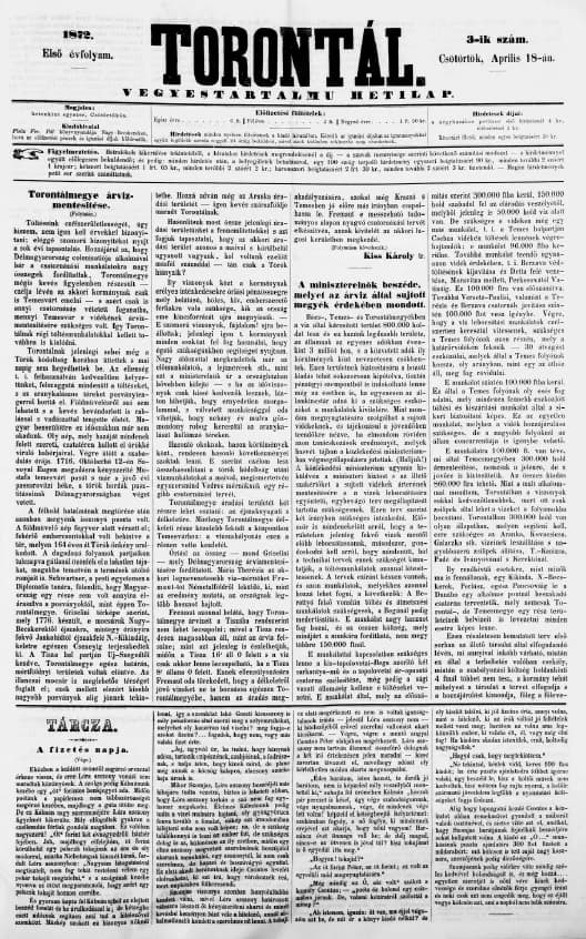 Torontál, 1. évf. 1872. április 18. 3. sz.