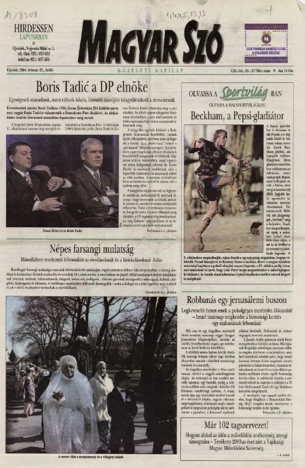 Magyar Szó, 61. évf. 2004. február 23. 43. sz. 1–16. oldal