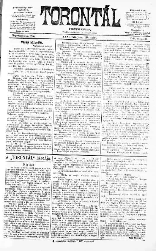 Torontál, 31. évf. 1902. május 27. 119. sz.